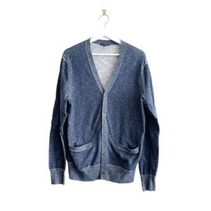 Gap Men's Classic Cotton Knitted Cardigan Sweater Blue Large